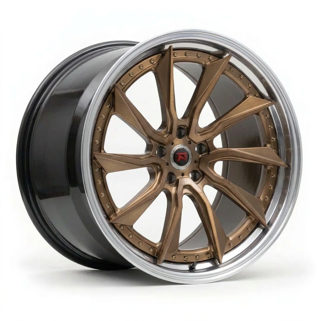 RZR LVIII forged wheel — Brushed Bronze / Polished Lip