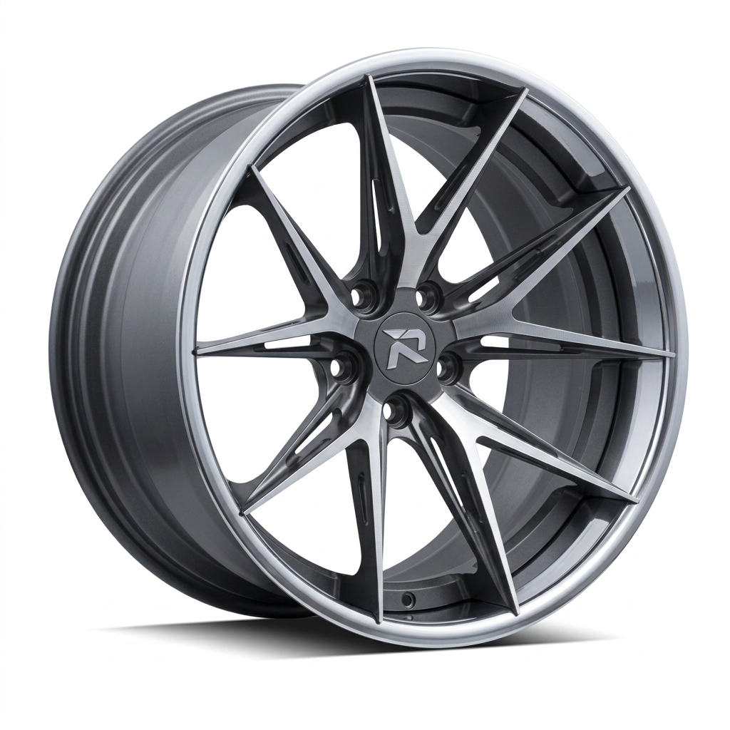 RZR XCII forged wheel — Graphite Machined / Polished Lip
