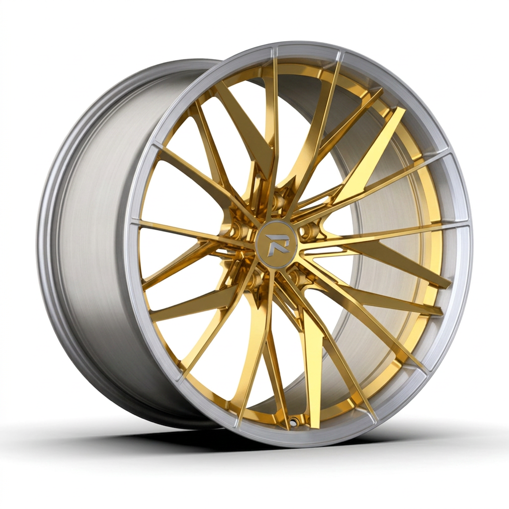 RZR CXXXVIII forged wheel — Gloss Gold / Machined Lip