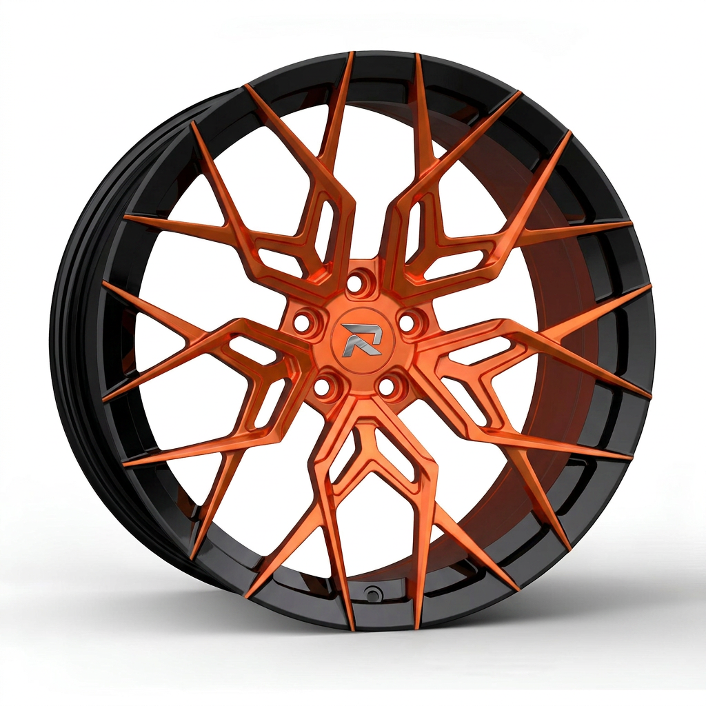 RZR CLXXI forged wheel — Candy Orange / Gloss Black Lip