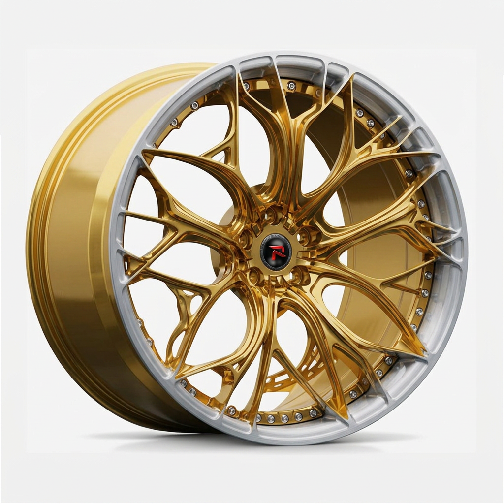 RZR XXI forged wheel — Gloss Gold / Machined Lip