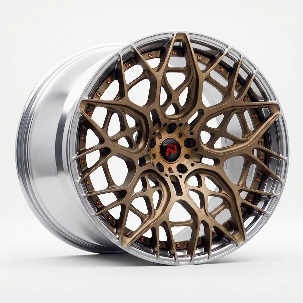 RZR LV forged wheel — Brushed Bronze / Polished Lip