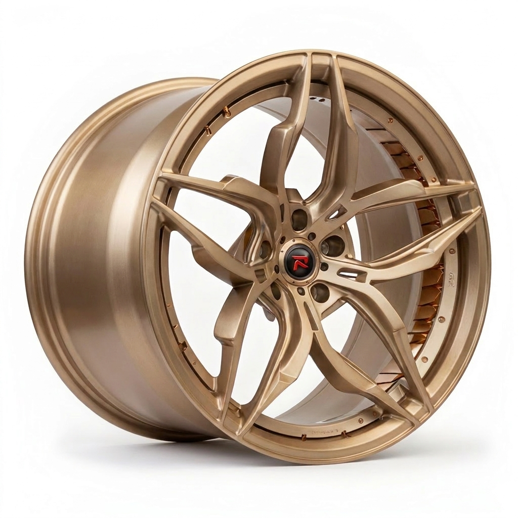 RZR XVI forged wheel — Brushed Bronze / Bronze Hardware