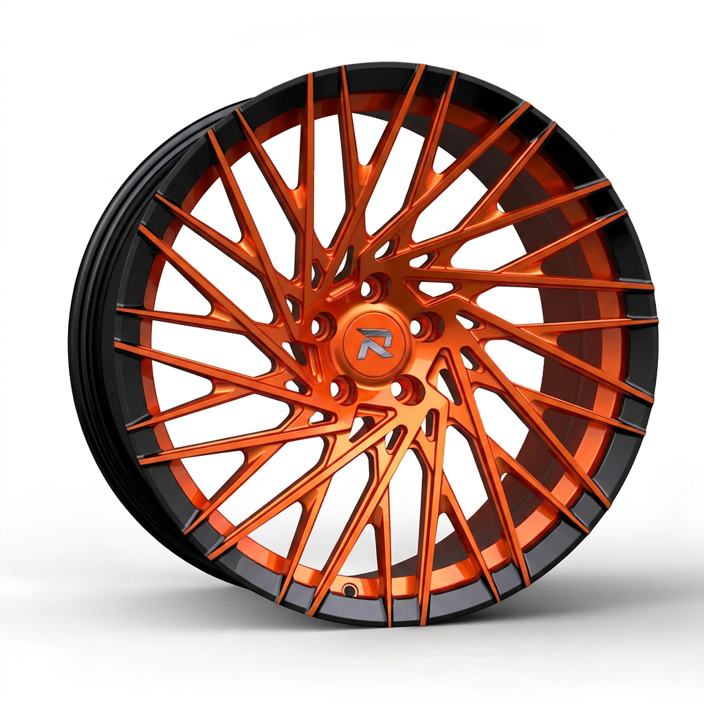 RZR CXCV forged wheel — Candy Orange / Gloss Black Lip