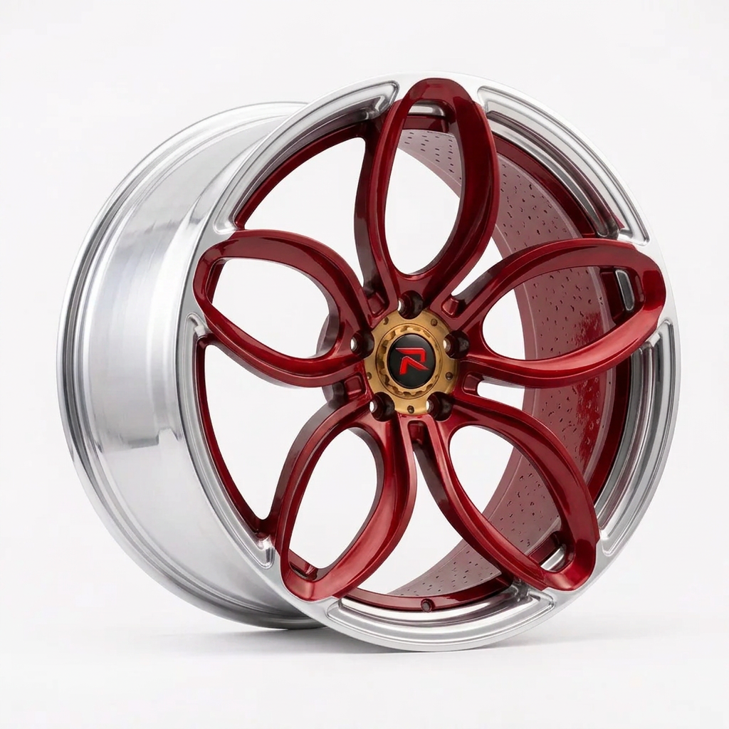 RZR XLVIII forged wheel — Candy Red / Polished Lip