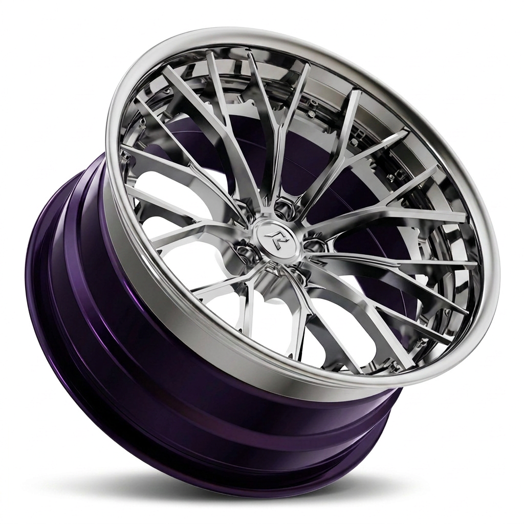 RZR III forged wheel — Polished Chrome Face / Candy Purple Barrel