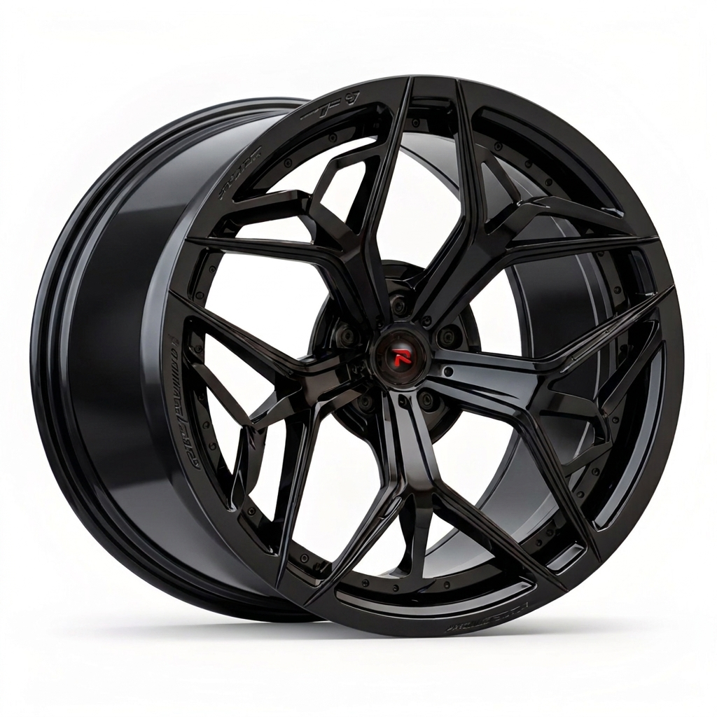 RZR XIII forged wheel — Gloss Black / Black Hardware