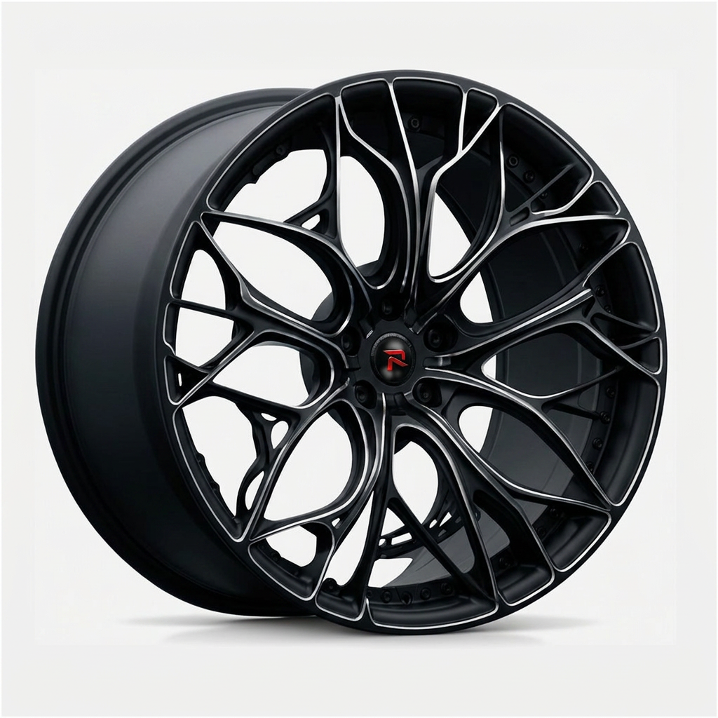 RZR XXI forged wheel — Matte Black / Milled Edges