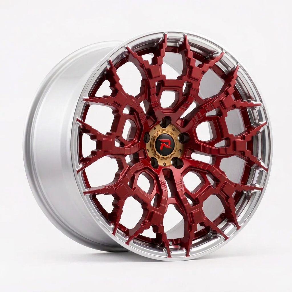 RZR XLIX forged wheel — Candy Red / Polished Lip