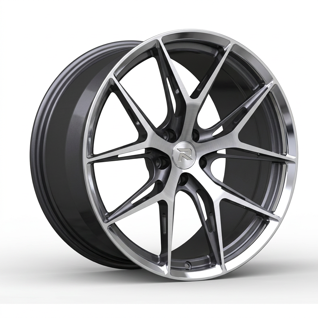 RZR CXCVII forged wheel — Graphite Machined / Polished Lip