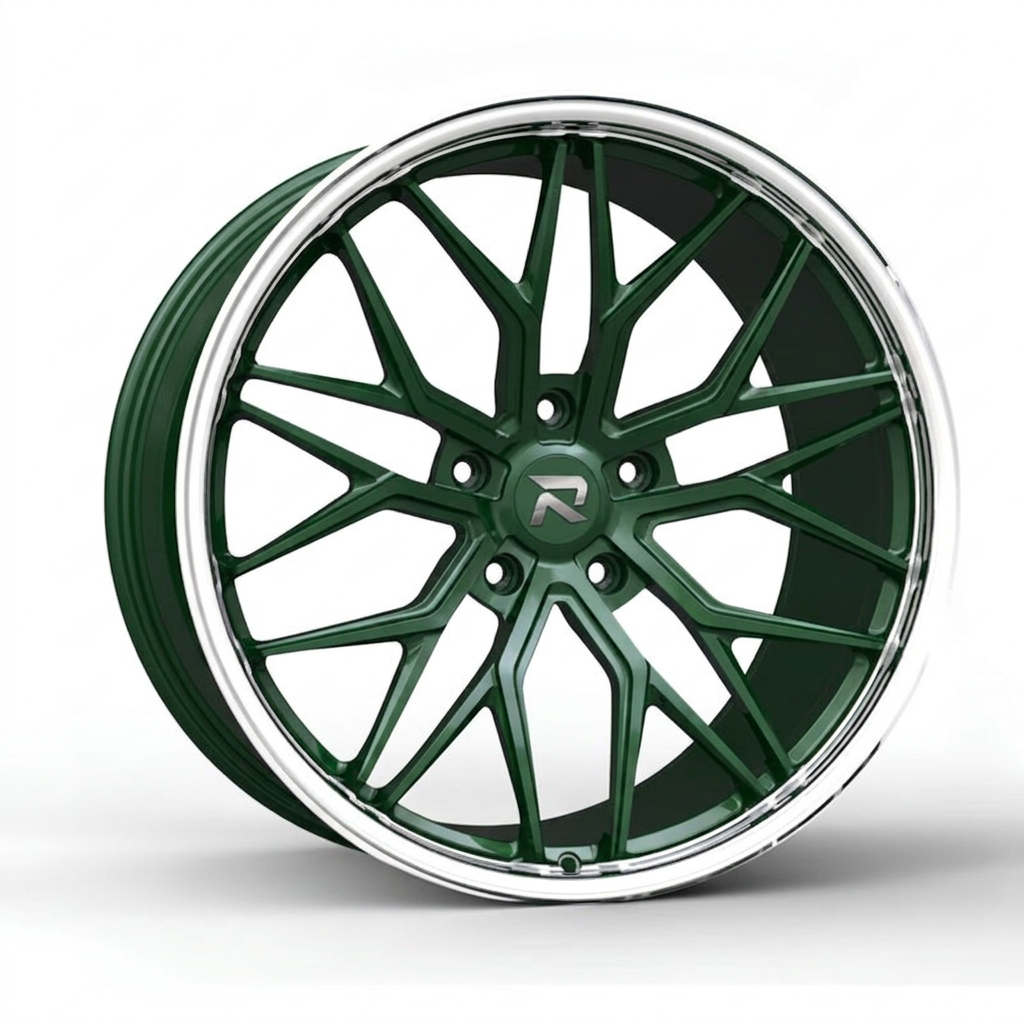 RZR CXXXI forged wheel — British Racing Green / Polished Lip