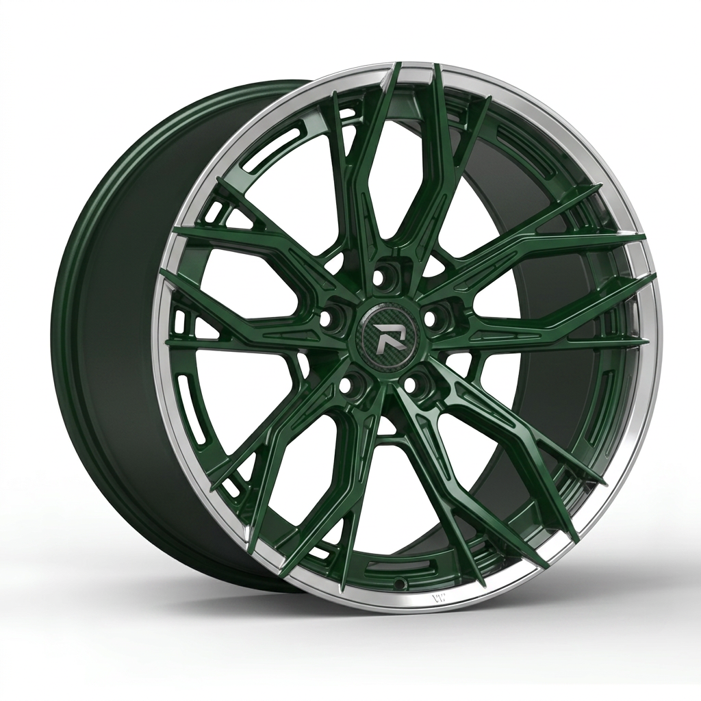 RZR CXXXV forged wheel — British Racing Green / Polished Lip