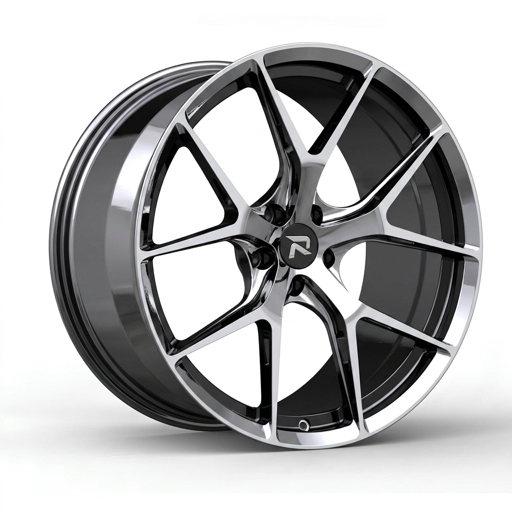 RZR CCI forged wheel — Liquid Silver Chrome / Black Accents