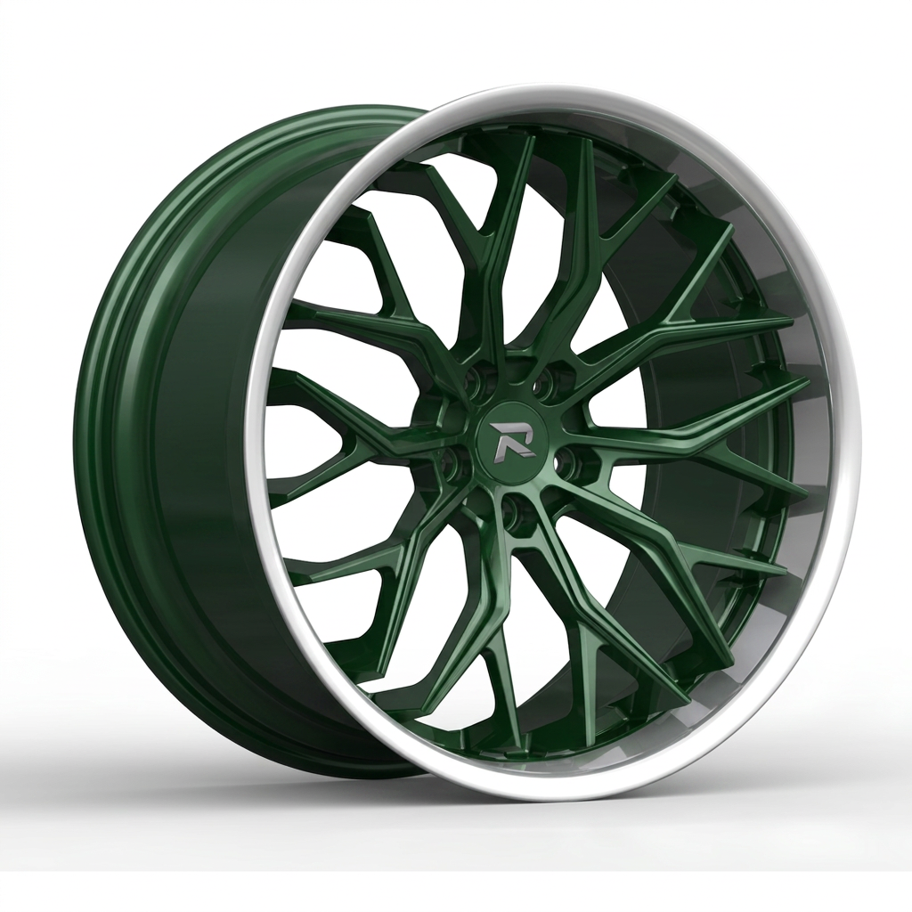 RZR CXCVI forged wheel — British Racing Green / Polished Lip
