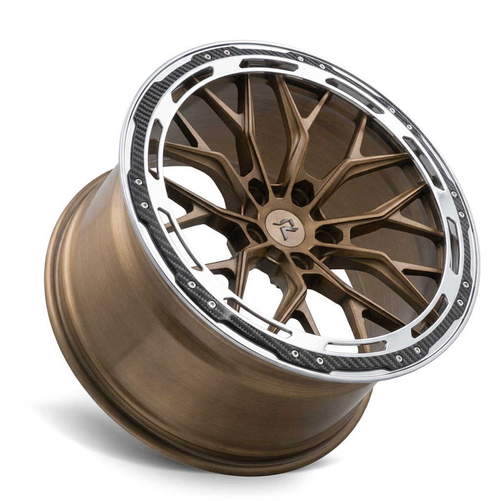 RZR LXXXVII forged wheel — Brushed Bronze / Polished Lip