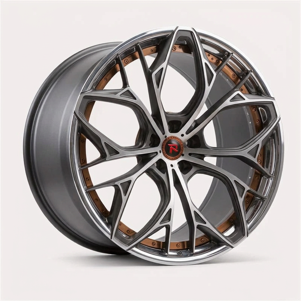 RZR XXII forged wheel — Graphite Machined / Polished Lip