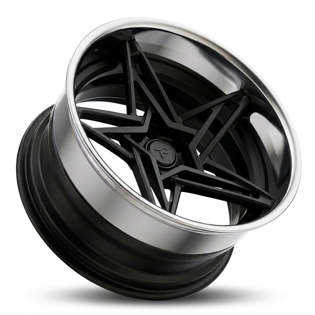 RZR IX forged wheel — Satin Black Face / Polished Chrome Lip