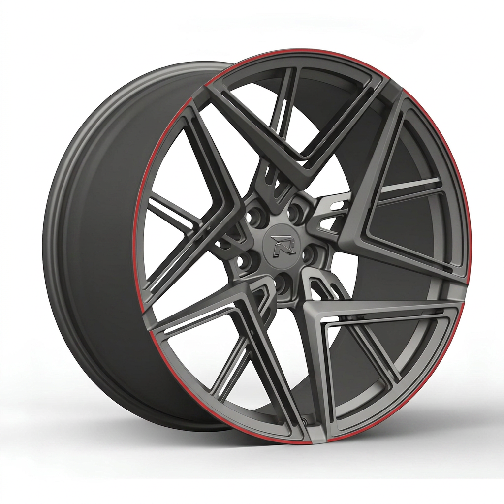 RZR CXXXII forged wheel — Gunmetal / Red Pinstripe