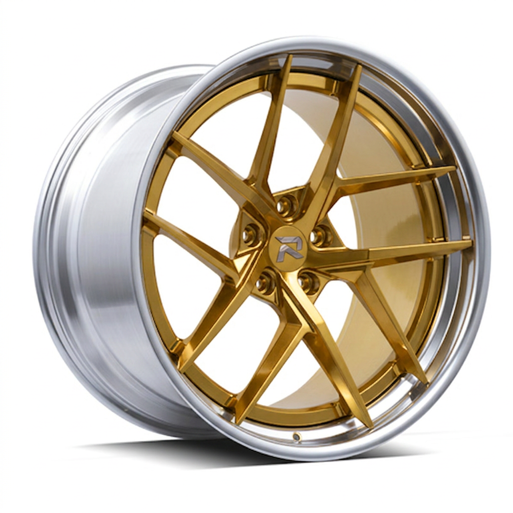 RZR CVII forged wheel — Gloss Gold / Machined Lip