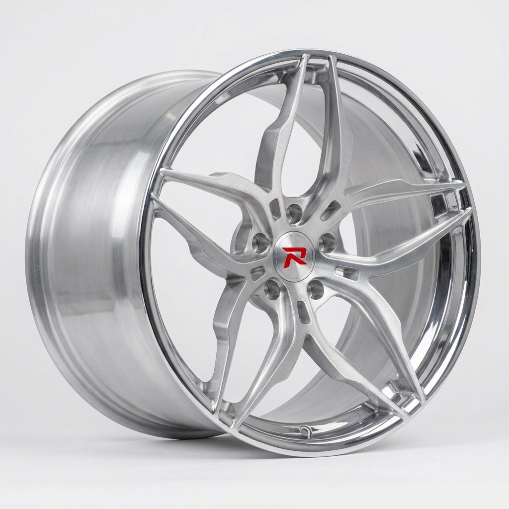 RZR XVI forged wheel — Brushed Silver / Polished Lip