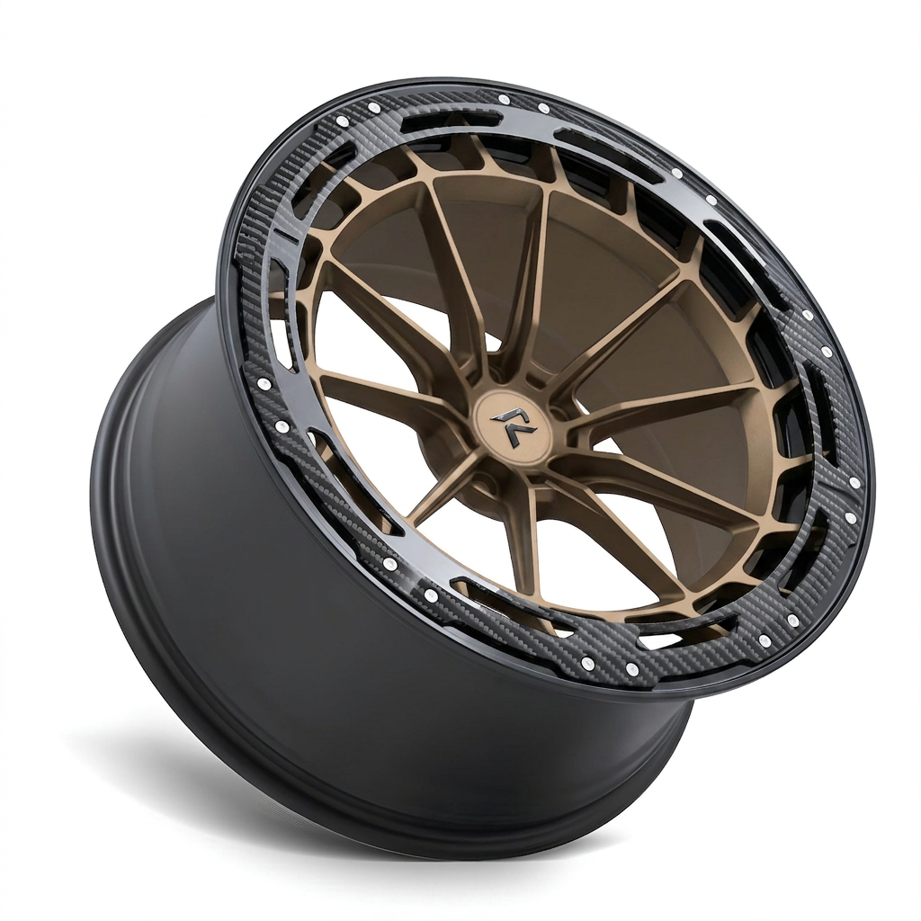 RZR LXX forged wheel — Satin Bronze / Gloss Black Lip