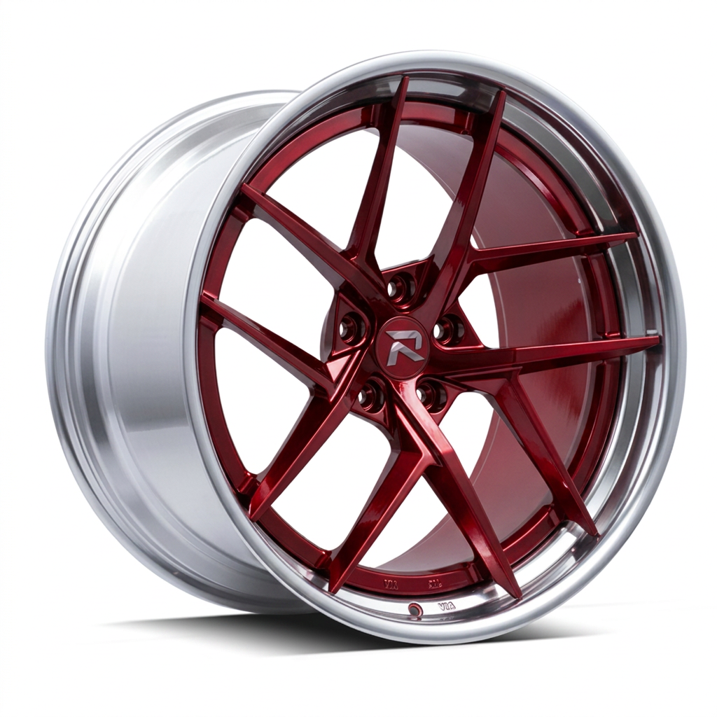 RZR CVII forged wheel — Candy Red / Polished Lip