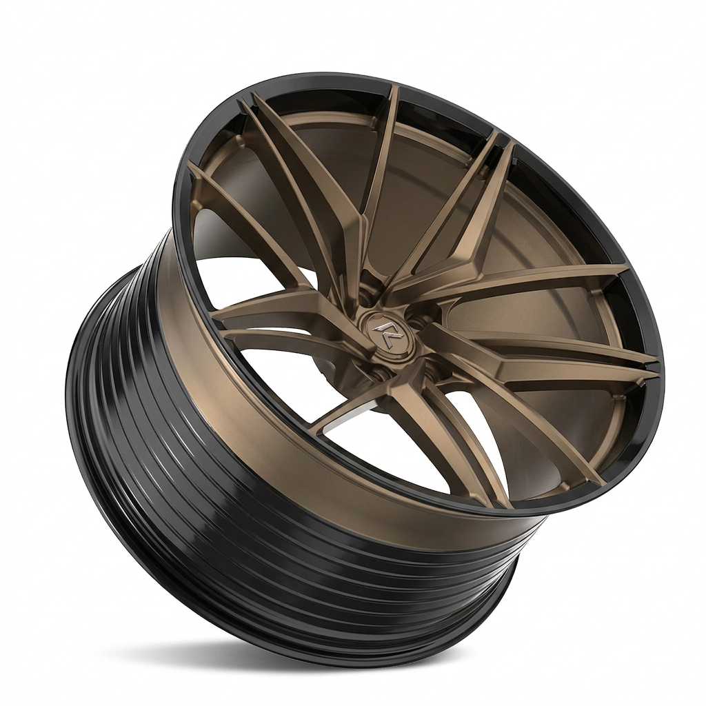 RZR LXXV forged wheel — Satin Bronze / Gloss Black Lip