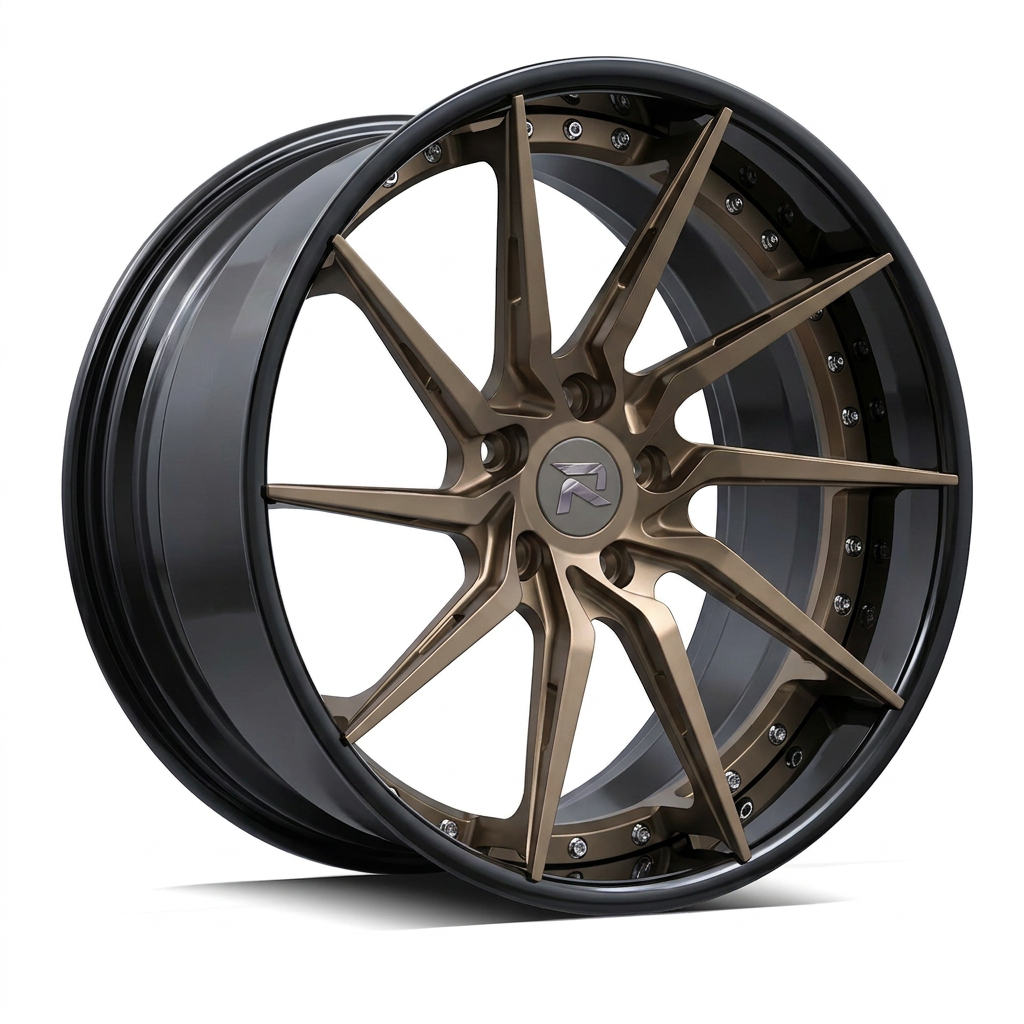 RZR XCIV forged wheel — Satin Bronze / Gloss Black Lip