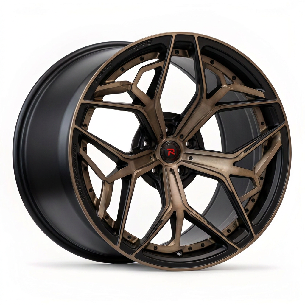 RZR XIII forged wheel — Brushed Bronze / Matte Black Lip