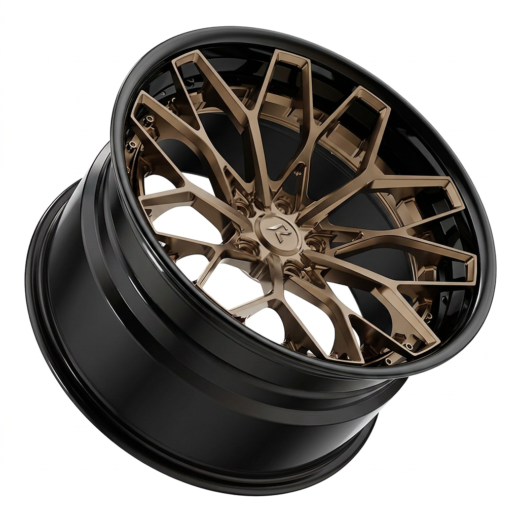 RZR VIII forged wheel — Satin Bronze / Gloss Black Lip