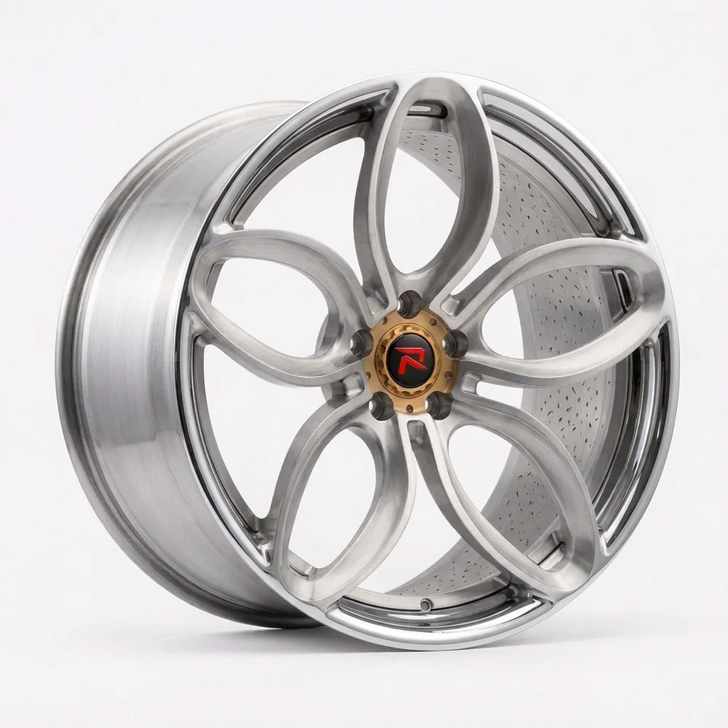 RZR XLVIII forged wheel — Brushed Silver / Polished Lip