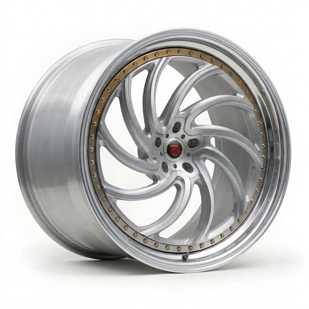 RZR XXIII forged wheel — Brushed Silver / Polished Lip