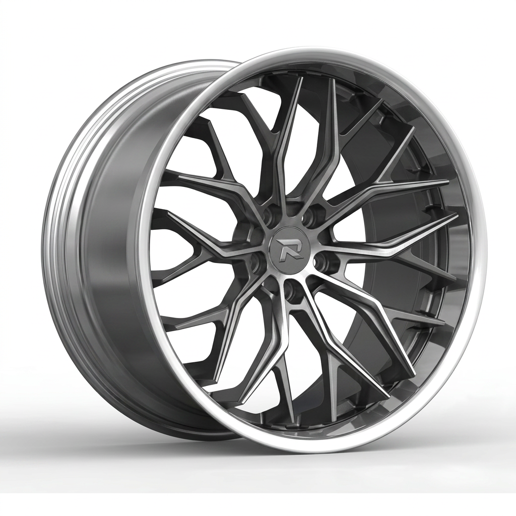 RZR CXCVI forged wheel — Graphite Machined / Polished Lip