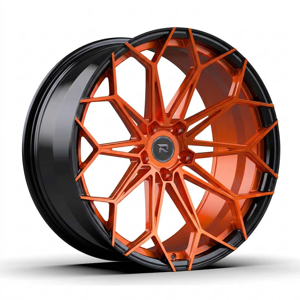 RZR CXXV forged wheel — Candy Orange / Gloss Black Lip