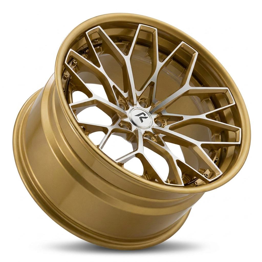 RZR VIII forged wheel — Gloss Gold / Machined Spoke Faces