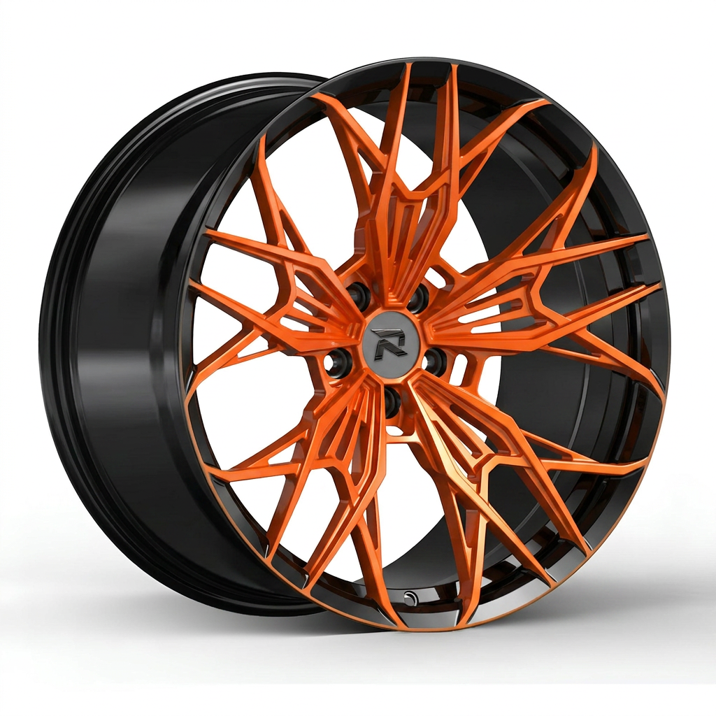 RZR CLXXXVI forged wheel — Candy Orange / Gloss Black Lip