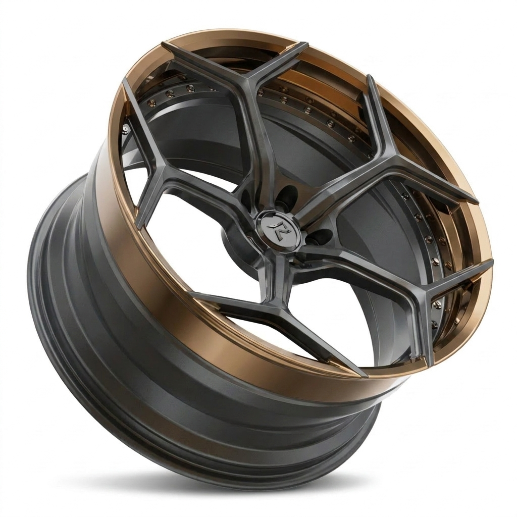 RZR VI forged wheel — Satin Gunmetal / Bronze Lip