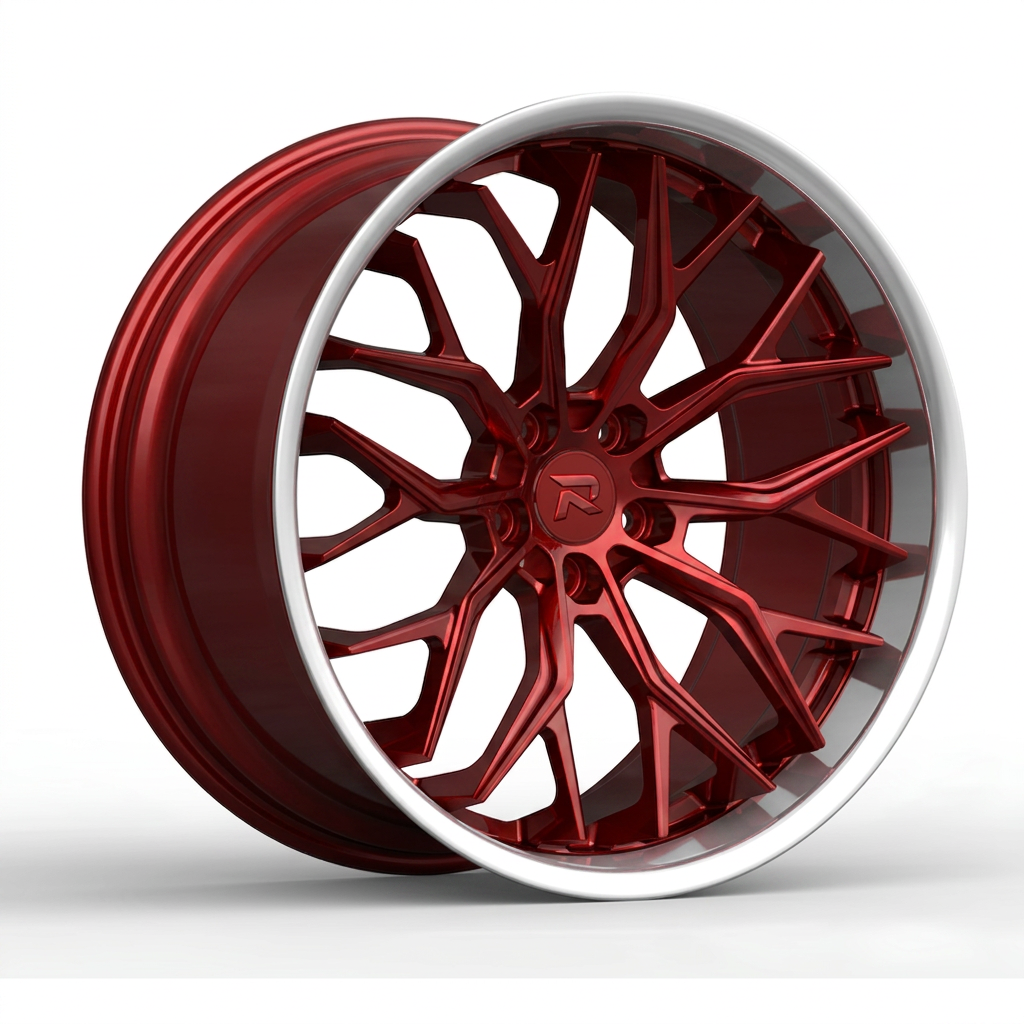 RZR CXCVI forged wheel — Candy Red / Polished Lip