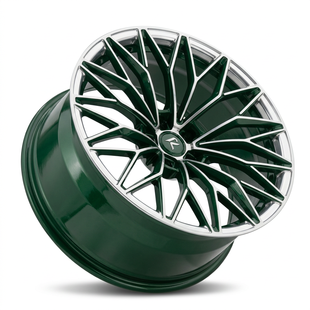 RZR LXXIX forged wheel — British Racing Green / Polished Lip