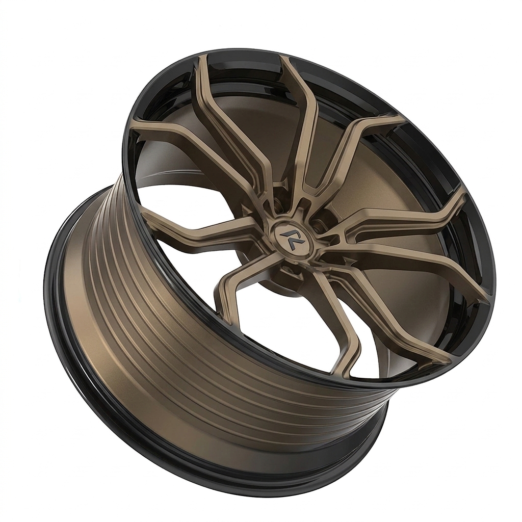 RZR LXXVII forged wheel — Satin Bronze / Gloss Black Lip