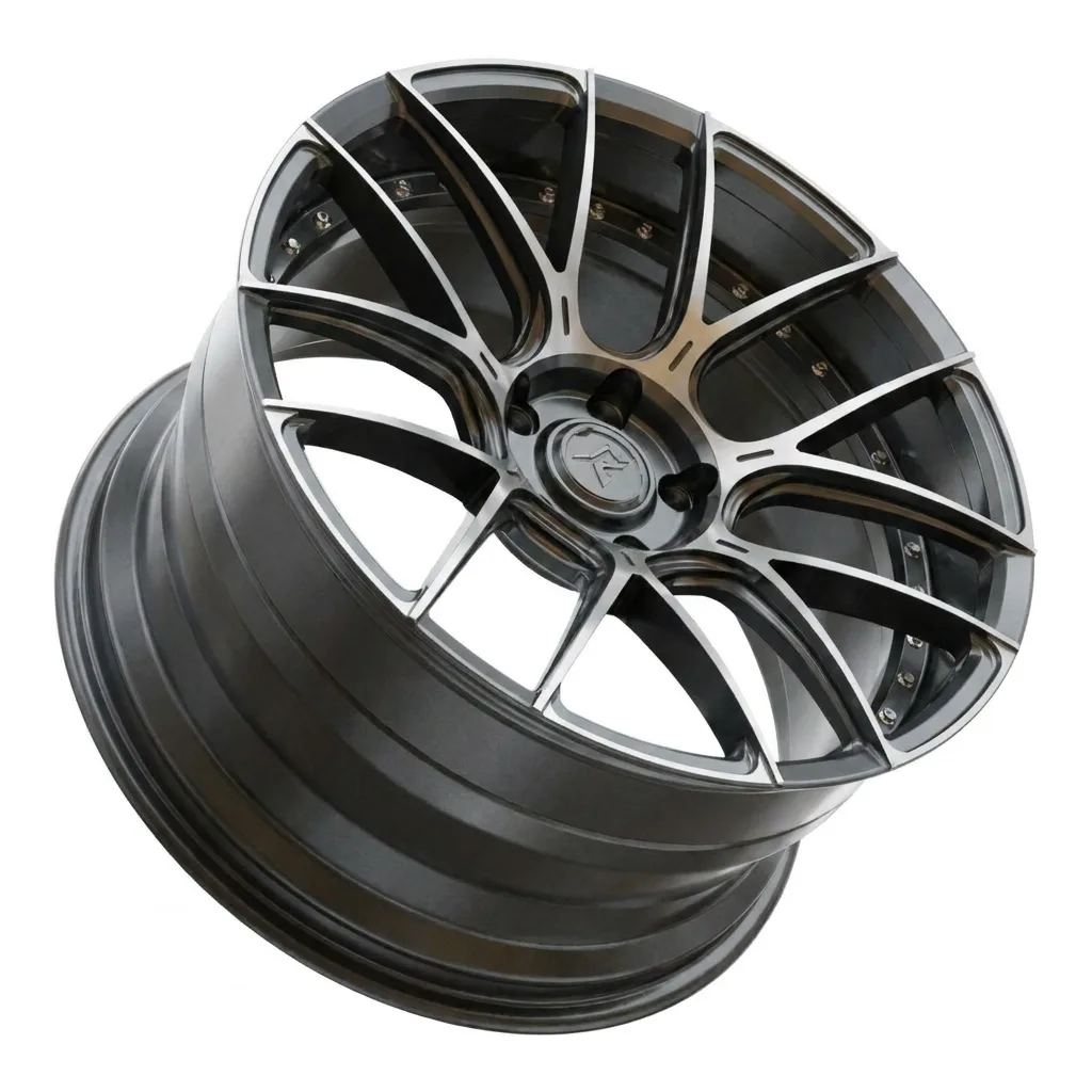 RZR II forged wheel — Gunmetal / Machined Face / Polished Barrel