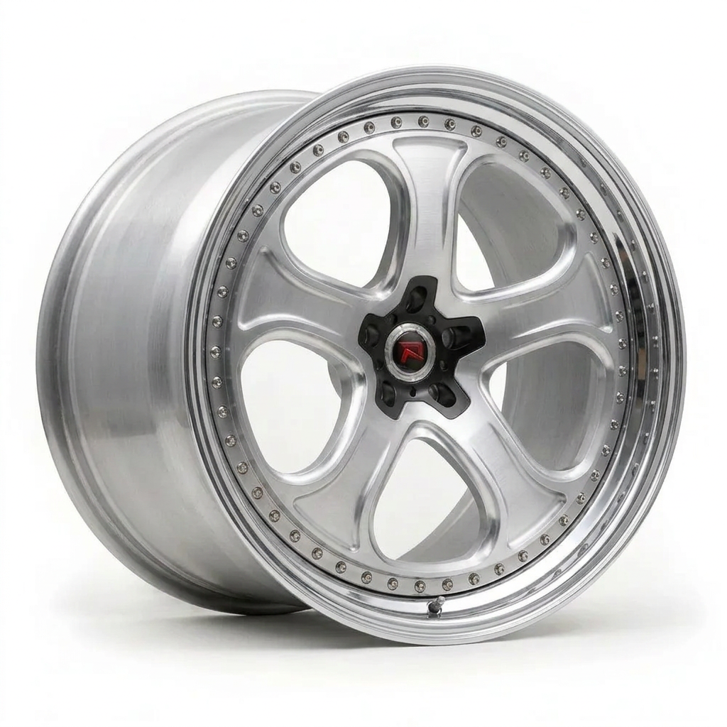 RZR XXVI forged wheel — Brushed Silver / Polished Lip