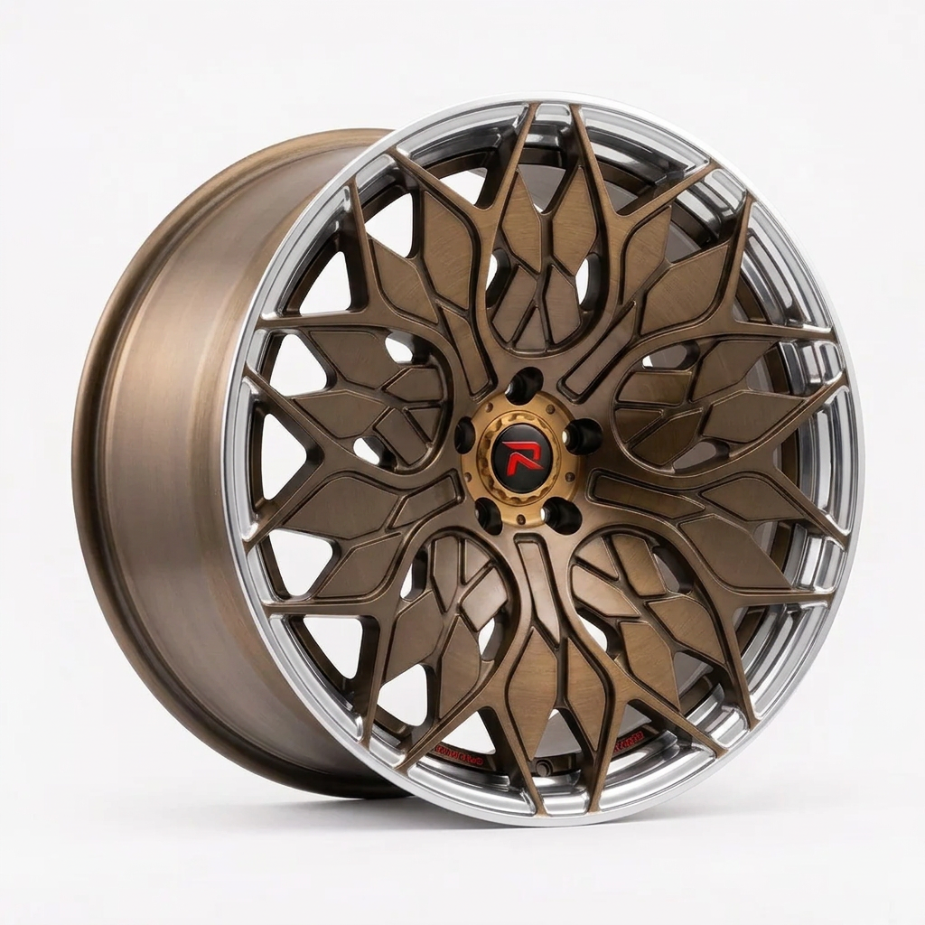 RZR L forged wheel — Brushed Bronze / Polished Lip