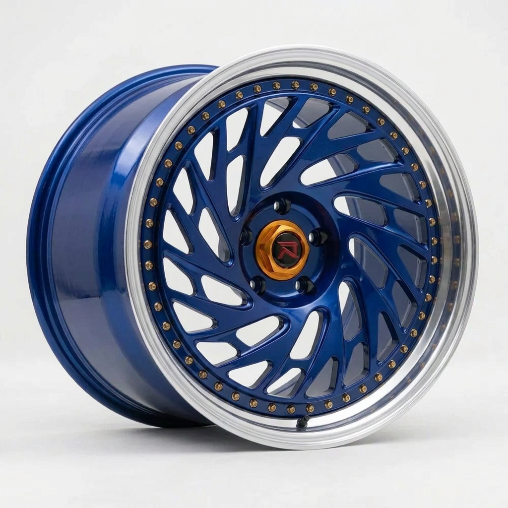 RZR LVI forged wheel — Candy Blue / Polished Lip