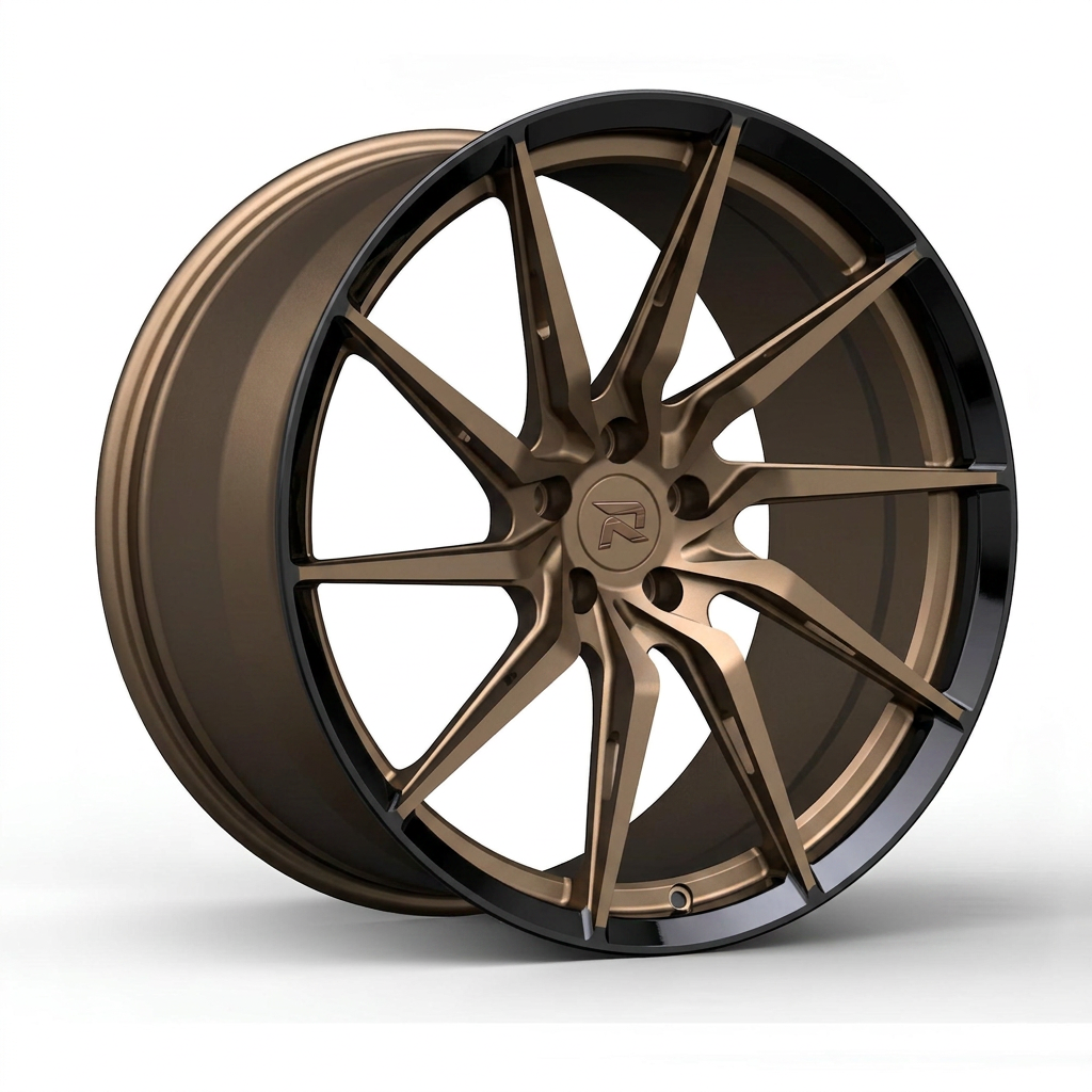 RZR CXLIV forged wheel — Satin Bronze / Gloss Black Lip