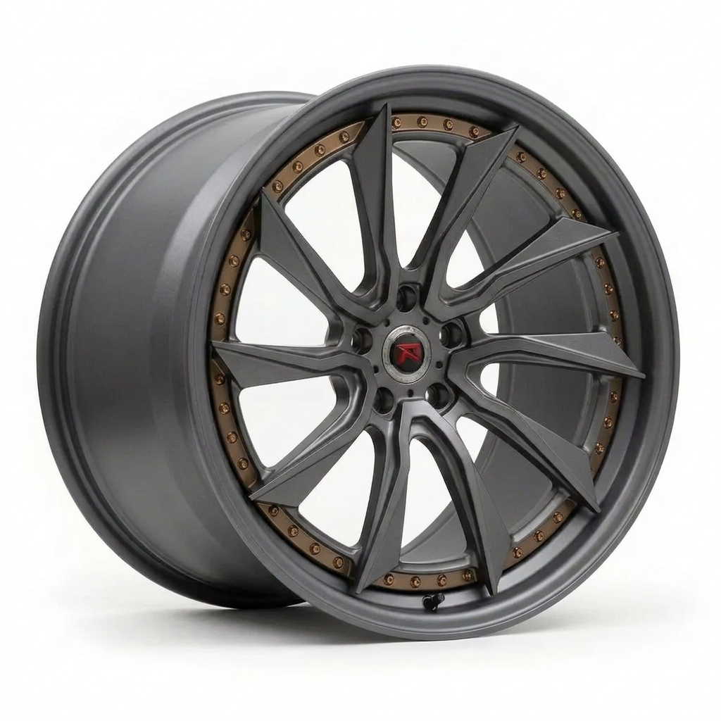 RZR LVIII forged wheel — Matte Anthracite / Bronze Hardware