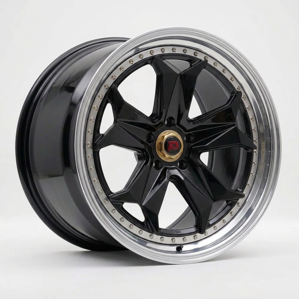 RZR XXXIV forged wheel — Gloss Black / Polished Lip