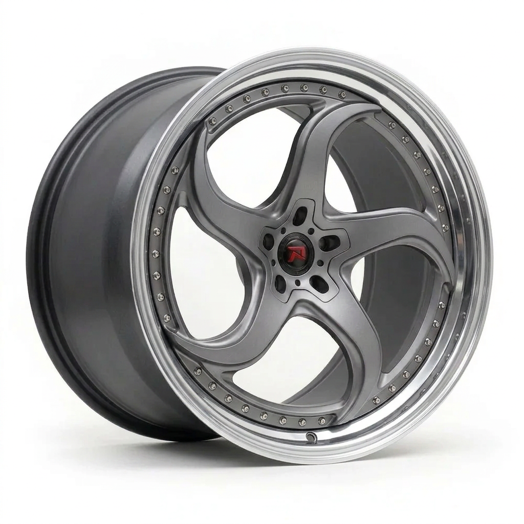 RZR XXVII forged wheel — Frozen Grey Matte / Polished Lip