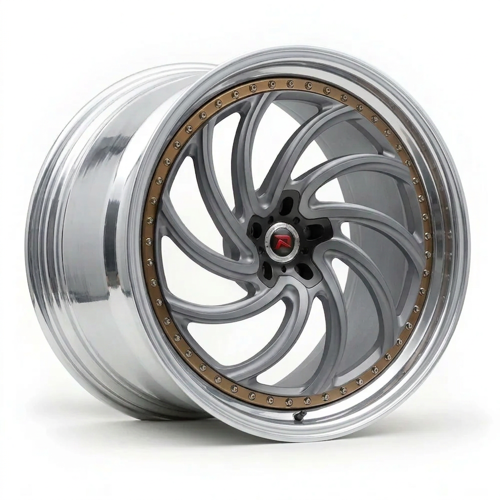 RZR XXIII forged wheel — Frozen Grey Matte / Polished Lip