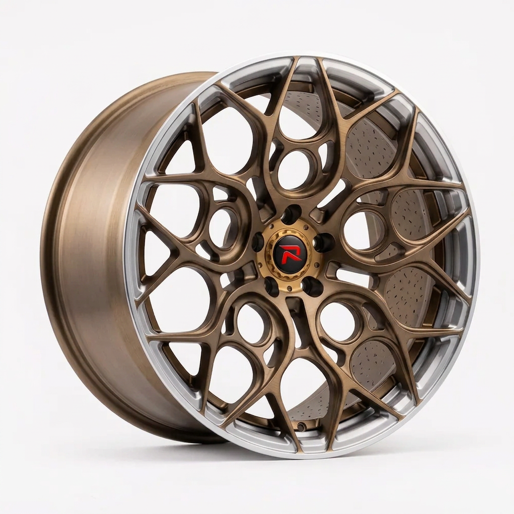 RZR XXXVI forged wheel — Brushed Bronze / Polished Lip